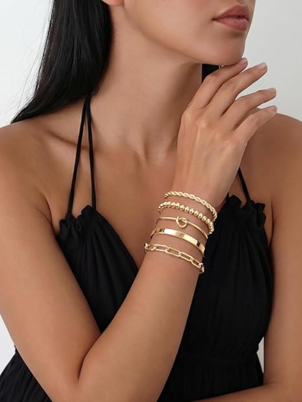 14K Gold Plated Bracelet Set - Tarnish Free Non-Fade Jewelry Stack